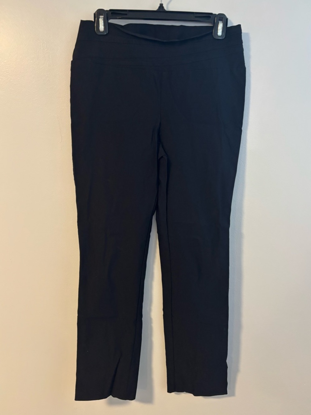 Suzy Shier Solid Black pull on Straight Skinny Leg Neutral Dress Pants Large
